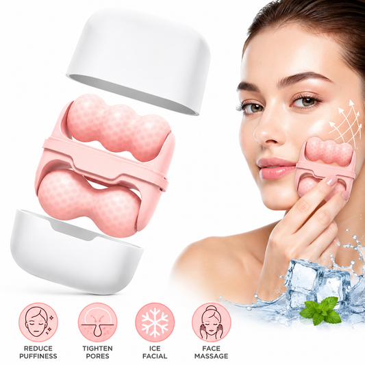 2-in-1 Ice Face Roller for Face, Eyes & Neck | Silicone Ice Mold Facial Massager | Reduce Puffiness, Pores & Wrinkles